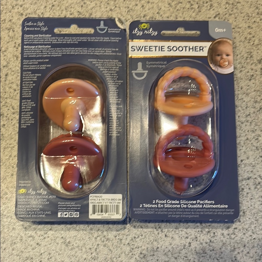 Itzy Ritzy Sweetie Soother Pacifiers - Coral and Peach